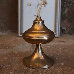 Vintage GATCO Solid Brass Oil Lamp Pedestal Base India Gold Tone Hollywood